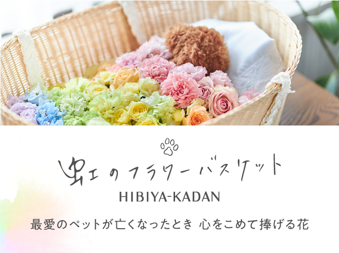 ペットのお葬式の花 虹のフラワーバスケット